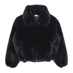 NEW Brandy Melville Georgina Faux Fur Bomber Jacket Black Y2k 90s Clean Girl